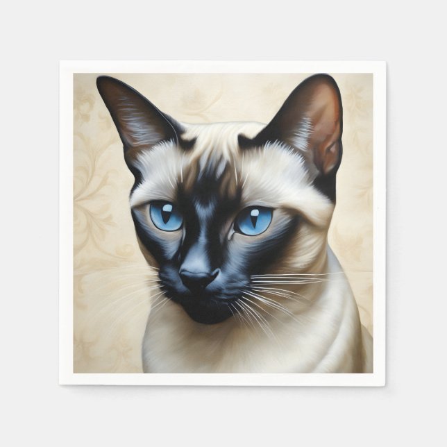 Serviette En Papier Elegant Siamese Cat (Devant)