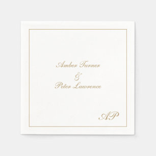 Serviette En Papier Élégant Simple Monogramme Formel Or Mariage