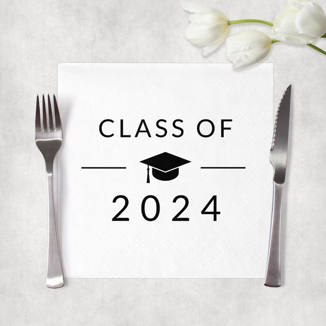 Serviette En Papier Élégant Simple White Class 2025 Graduation Party (Elegant Simple White Class 2025 Graduation Party Napkins
)