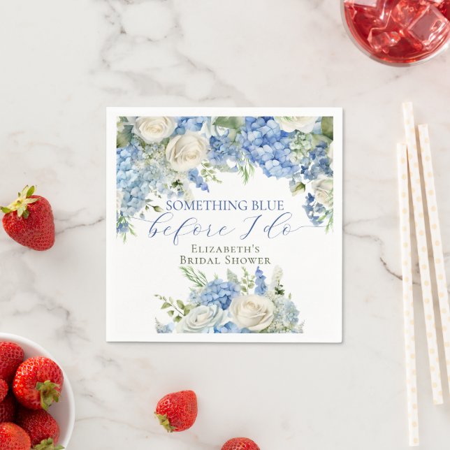 Serviette En Papier Élégant Something Blue Hydrangea Baby Shower de Ma (En situation)