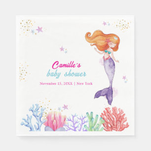 Serviette En Papier Élégant Sous Le Baby shower De Corail De Sirène De
