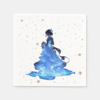 Serviette En Papier "Elegant Starry Night Princess Design"