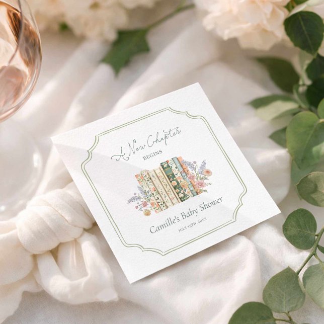 Serviette En Papier Elegant Storybook Baby Shower (A New Chapter Baby Shower paper napkins)