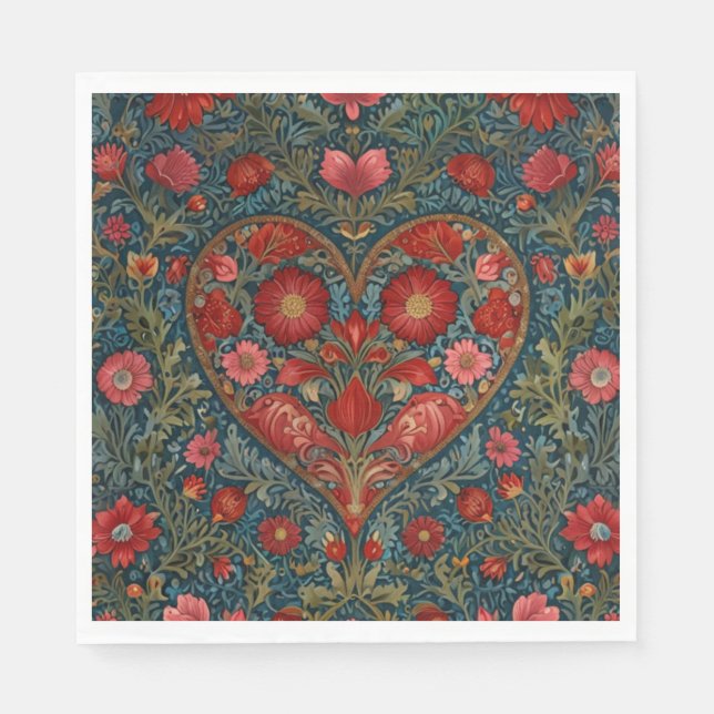 Serviette En Papier Élégant style de coeur victorien Valentines Day (Devant)