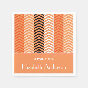 Serviette En Papier Élégant Style Moderne Orange Chevron Stripes Avec