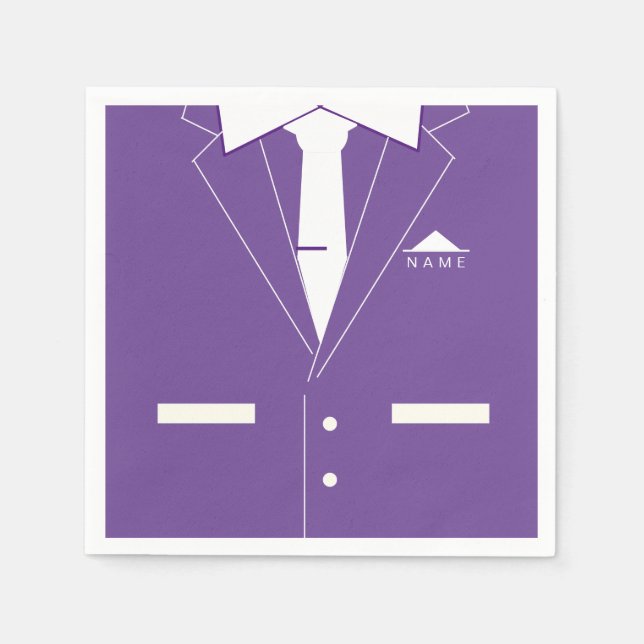 Serviette En Papier Elégant Suit Purple & White Necktie -Ajouter Votre (Devant)