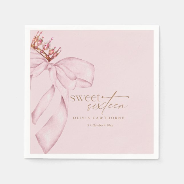 Serviette En Papier Elegant Sweet 16 Blush Pink Birthday  (Devant)