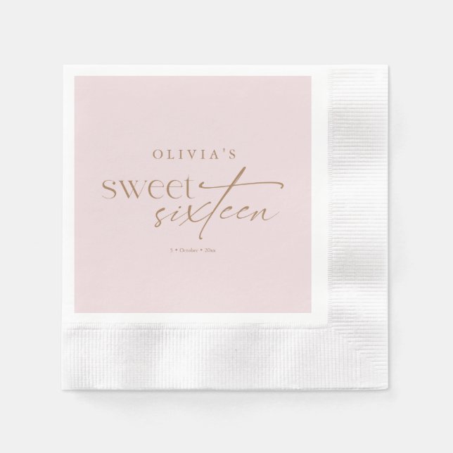 Serviette En Papier Elegant Sweet 16 Blush Pink Birthday  (Devant)