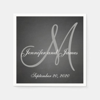Serviette En Papier Élégant tableau noir Monogramme serviettes en papi