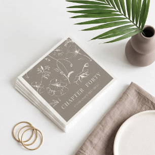 Serviette En Papier Élégant Taupe et Ivoire Chapitre 40e Anniversaire