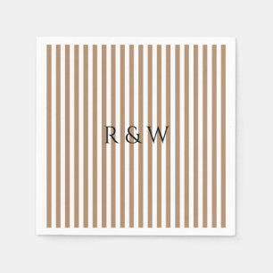 Serviette En Papier Élégant Taupe Stripes Mariage Été