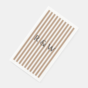 Serviette En Papier Élégant Taupe Stripes Mariage Été