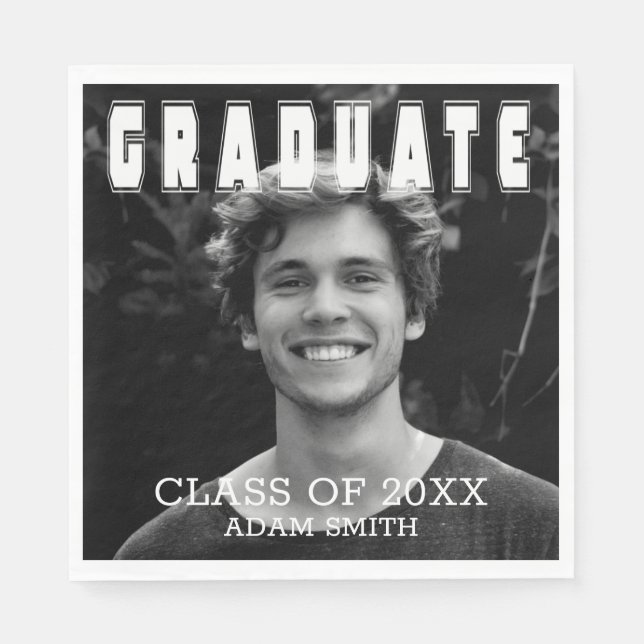 Serviette En Papier Elégant Téméraire Typographie Photo Graduation Par (Devant)