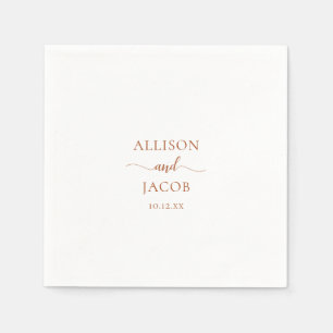 Serviette En Papier Élégant Terra Cotta Simple Mariage