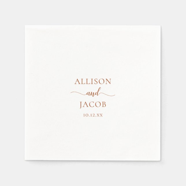 Serviette En Papier Élégant Terra Cotta Simple Mariage (Devant)