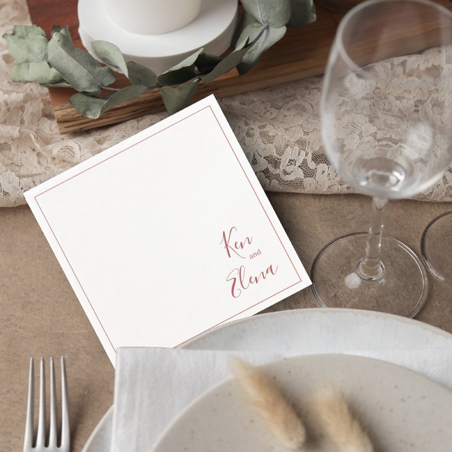 Serviette En Papier Elegant Terracotta Script Wedding Cocktail Napkin (Créateur téléchargé)