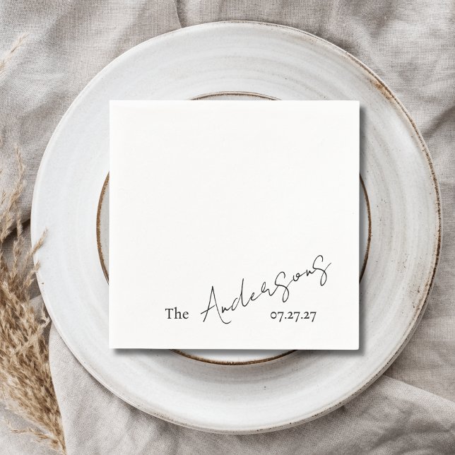 Serviette En Papier Élégant Texte Personnalisé Cursive Mariage Simple (Créateur téléchargé)