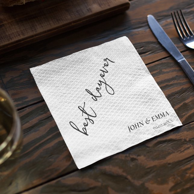 Serviette En Papier Elégant thème Mariage noir et blanc (Even your wedding dinner napkin can match your theme)