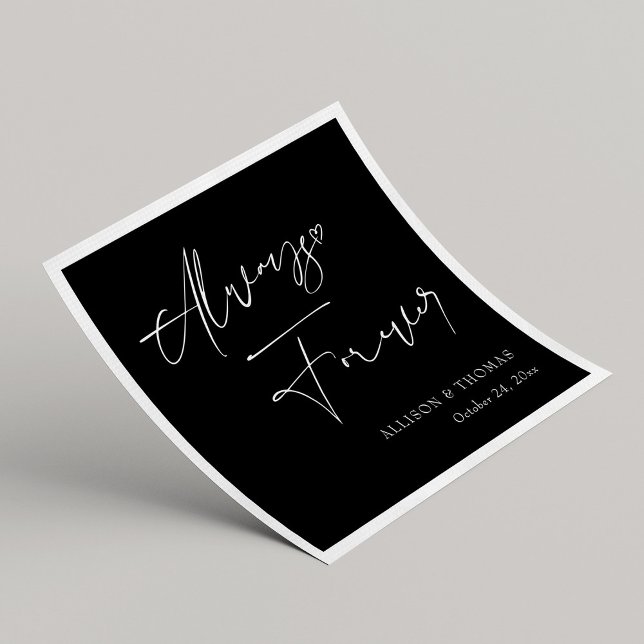 Serviette En Papier Elégant toujours et toujours noir et blanc Mariage (Elegant Always and Forever Black and White Wedding Napkins)