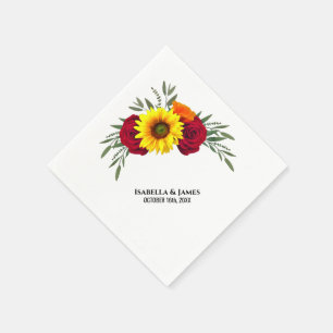 Serviette En Papier Elégant Tournesol Bourgogne Rose Mariage