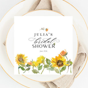 Serviette En Papier Élégant Tournesol Jaune Abeille Fête de Mariage