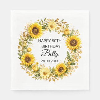 SERVIETTE EN PAPIER ELEGANT TOURNESOL JAUNE ANNIVERSAIRE SUR MESURE