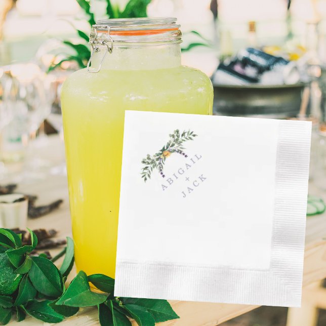 Serviette En Papier Élégant tournesol & Lavender Mariage Coin (Créateur téléchargé)