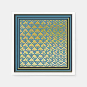 Serviette En Papier Elégant Turquoise Art Déco Ventilateur Motif Maria
