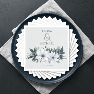 Serviette En Papier Elégant Turquoise de menthe florale