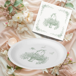 Serviette En Papier Élégant Végétal Dessiné à la Main Vintage 