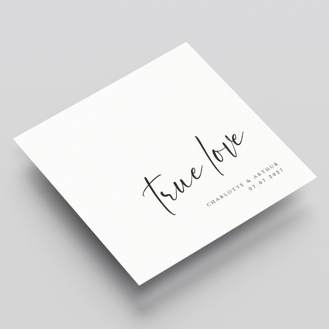 Serviette En Papier Élégant Véritable Amour Main Lettré Mariage Fiança (Elegant True Love Hand Lettered Engagement Wedding Napkins)