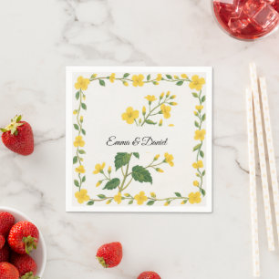 Serviette En Papier Élégant vert jaune Fleur sauvage Floral