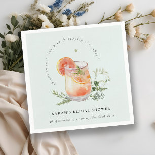 Serviette En Papier Élégant Vert sarcelle Orange Cocktail Enterrement