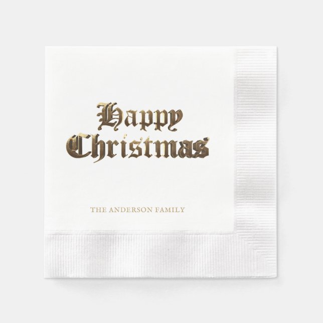 Serviette En Papier Élégant vieux anglais Lettering Joyeux Noël (Devant)