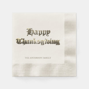 Serviette En Papier Élégant vieux Bon thanksgiving de lettres anglais