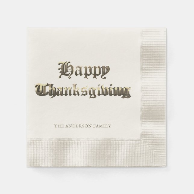 Serviette En Papier Élégant vieux Bon thanksgiving de lettres anglais (Devant)