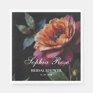 Serviette En Papier Elégant vintage peachy rouge floral moody boho