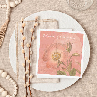 Serviette En Papier Élégant Vintage Primrose Mariage rose