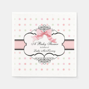 Serviette En Papier Élégant Vintage rose Ruban Bow French Baby Girl