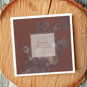 Serviette En Papier Élégant Vintage Tenu de Mariée Floral en Terracot