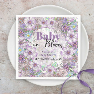 Serviette En Papier Élégant violet fleurs de jardin bébé en fleur