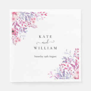 Serviette En Papier Elégant violet pays Fleur sauvage Aquarelle