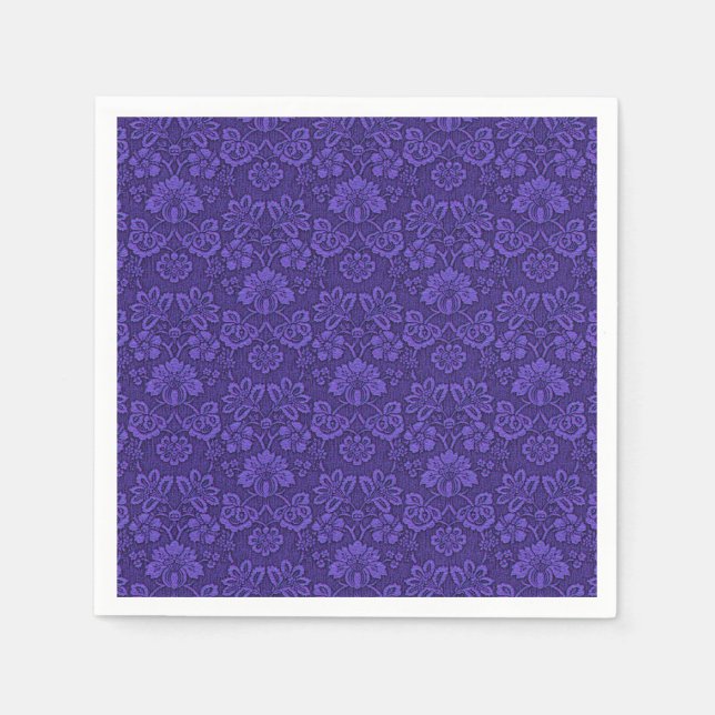 Serviette En Papier Elegant Violet Vintage Damask Pattern (Devant)