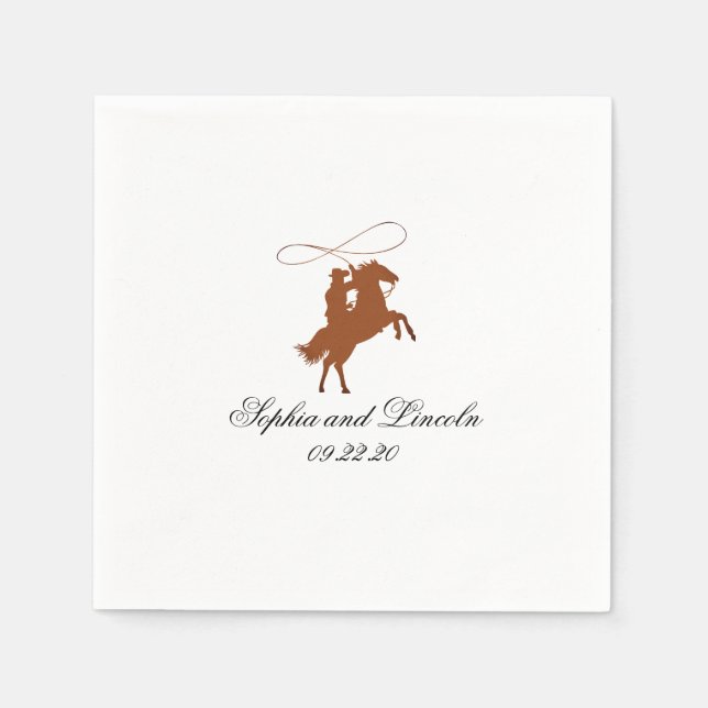 Serviette En Papier Élégant Western Dark Brown Mariage (Devant)