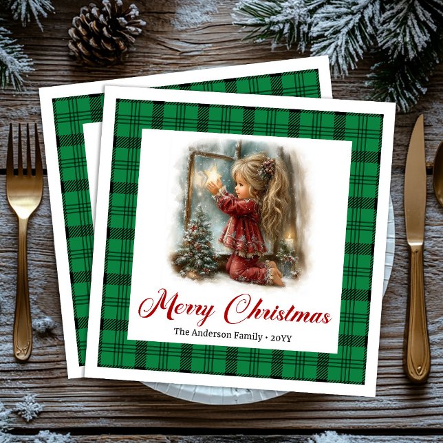 Serviette En Papier Elegant Whimsical Painted Winter Scene Napkins (Elegant Whimsical Painted Winter Scene Napkins)