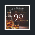 Serviette En Papier Elégant Whiskey Black Gold 90th Birthday Party Nap<br><div class="desc">Elégant Whiskey Black Gold 90th Birthday Party Napkins. Portez un toast à l'élégance avec notre design d'invitation d'anniversaire, un mélange parfait de sophistication et de célébration. Les accents noir et or ont ouvert la voie à une affaire classe, rappelant le whisky vieilli dans ses riches teintes. Cette invitation dégage un...</div>