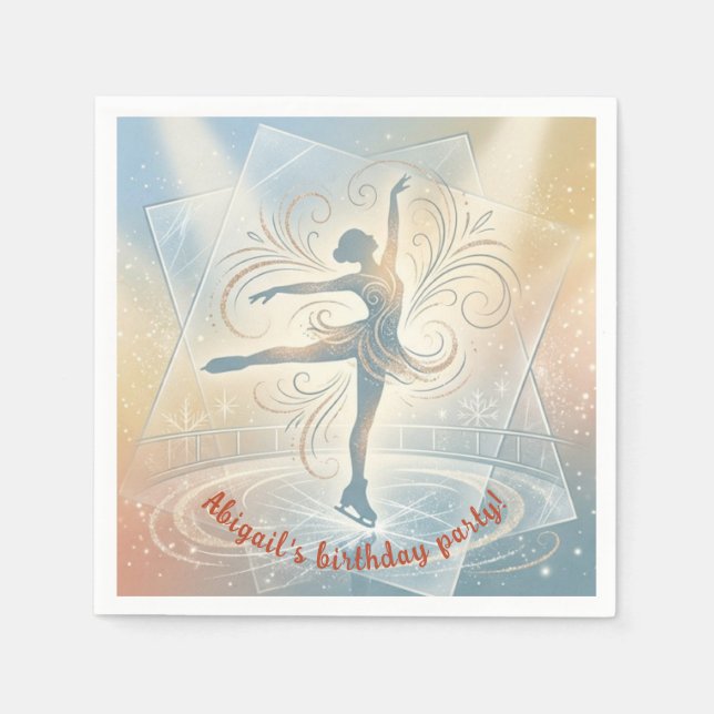 Serviette En Papier Elegant Winter Ice Skating Birthday  (Devant)