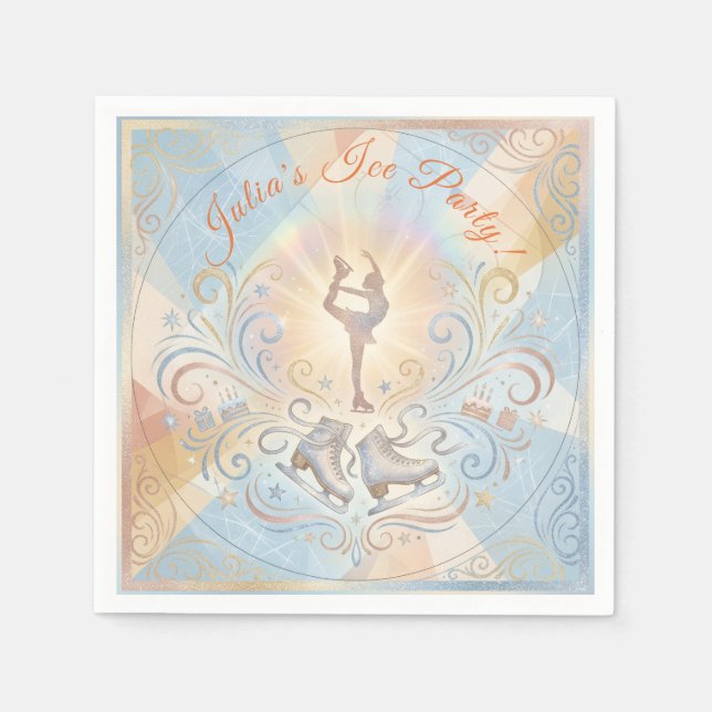 Serviette En Papier Elegant Winter Ice Skating Birthday  (Devant)