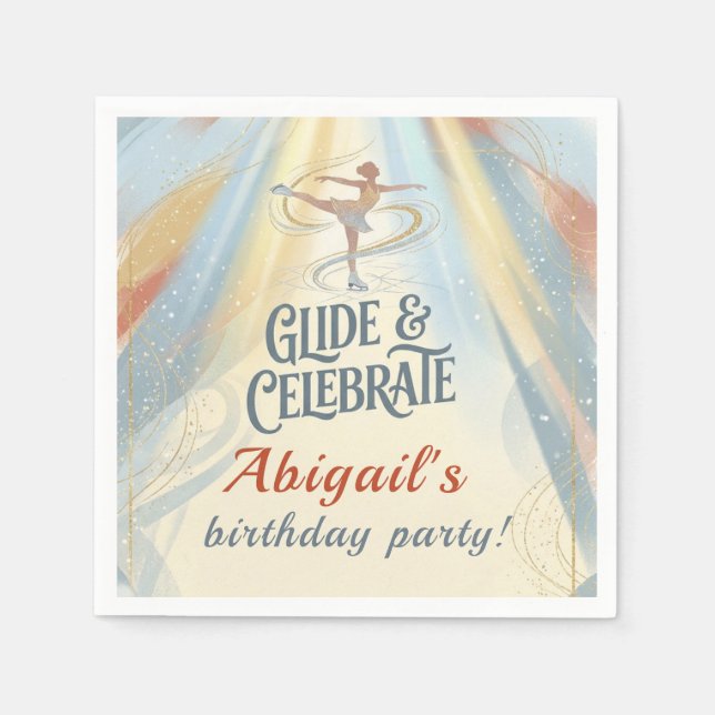 Serviette En Papier Elegant Winter Ice Skating Birthday Invitation  (Devant)