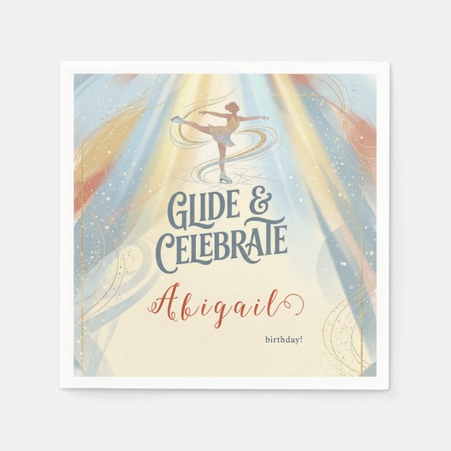 Serviette En Papier Elegant Winter Ice Skating Birthday Invitation  (Devant)